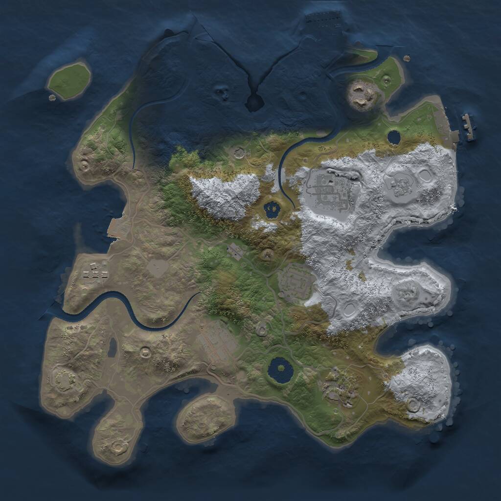 Rust Map: Procedural Map, Size: 3000, Seed: 443454, 12 Monuments