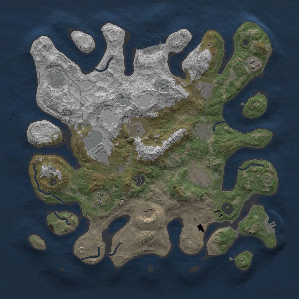 Rust Map: Procedural Map, Size: 3950, Seed: 524810658, 19 Monuments