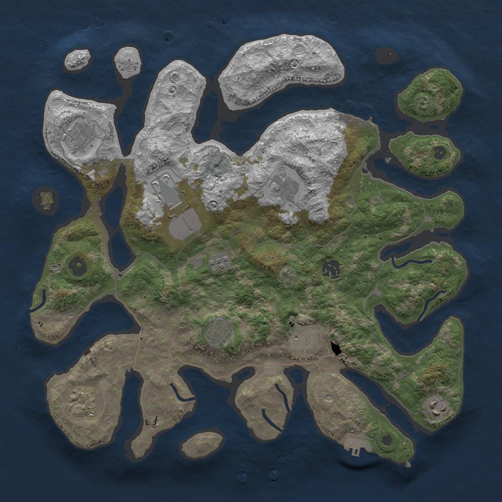 Rust Map: Procedural Map, Size: 4000, Seed: 76589, 17 Monuments