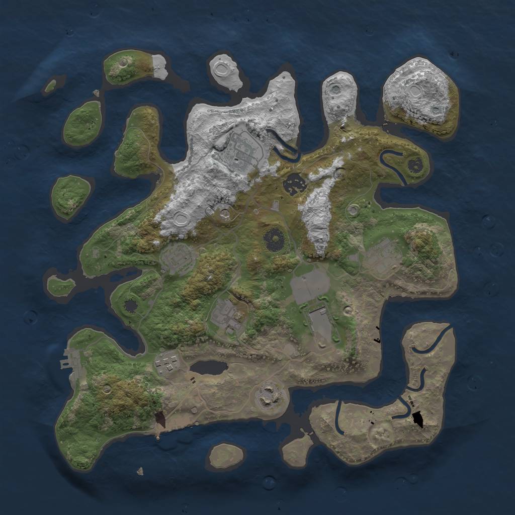 Rust Map: Procedural Map, Size: 3500, Seed: 2061385623, 16 Monuments