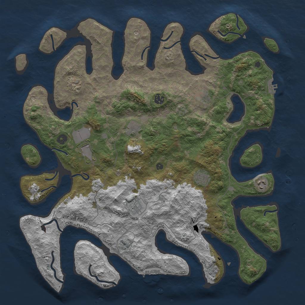Rust Map: Procedural Map, Size: 4500, Seed: 2001355244, 17 Monuments