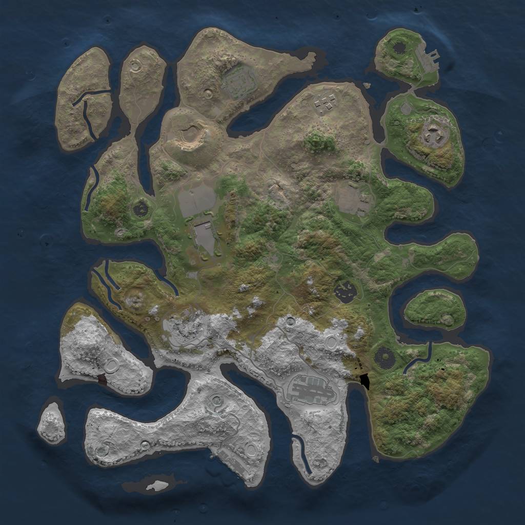 Rust Map: Procedural Map, Size: 3700, Seed: 334201627, 17 Monuments