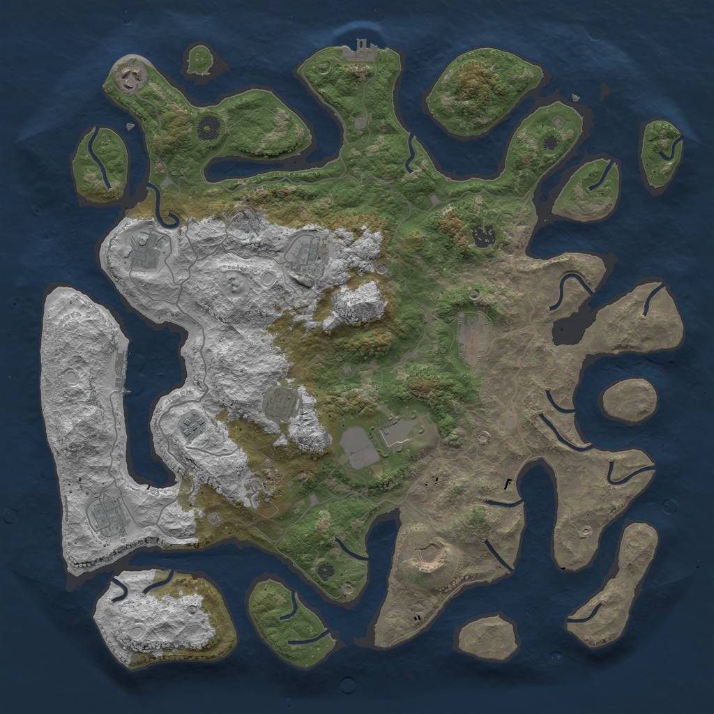 Rust Map: Procedural Map, Size: 4500, Seed: 849294296, 19 Monuments