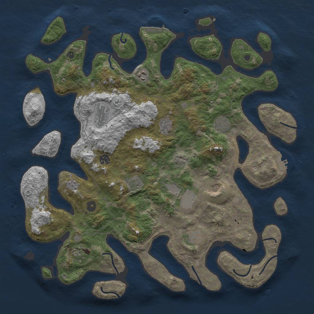 Rust Map: Procedural Map, Size: 4500, Seed: 465488, 19 Monuments