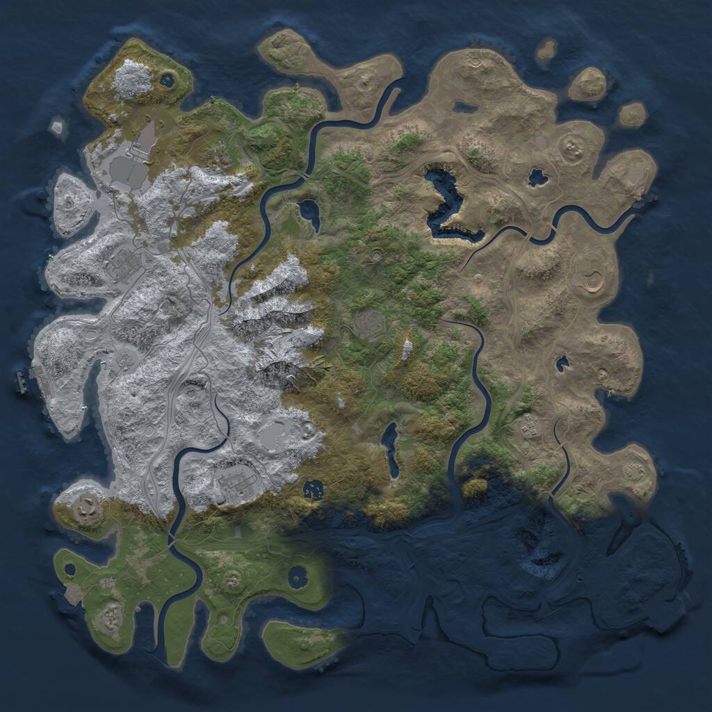 Rust Map: Procedural Map, Size: 5000, Seed: 123455, 15 Monuments