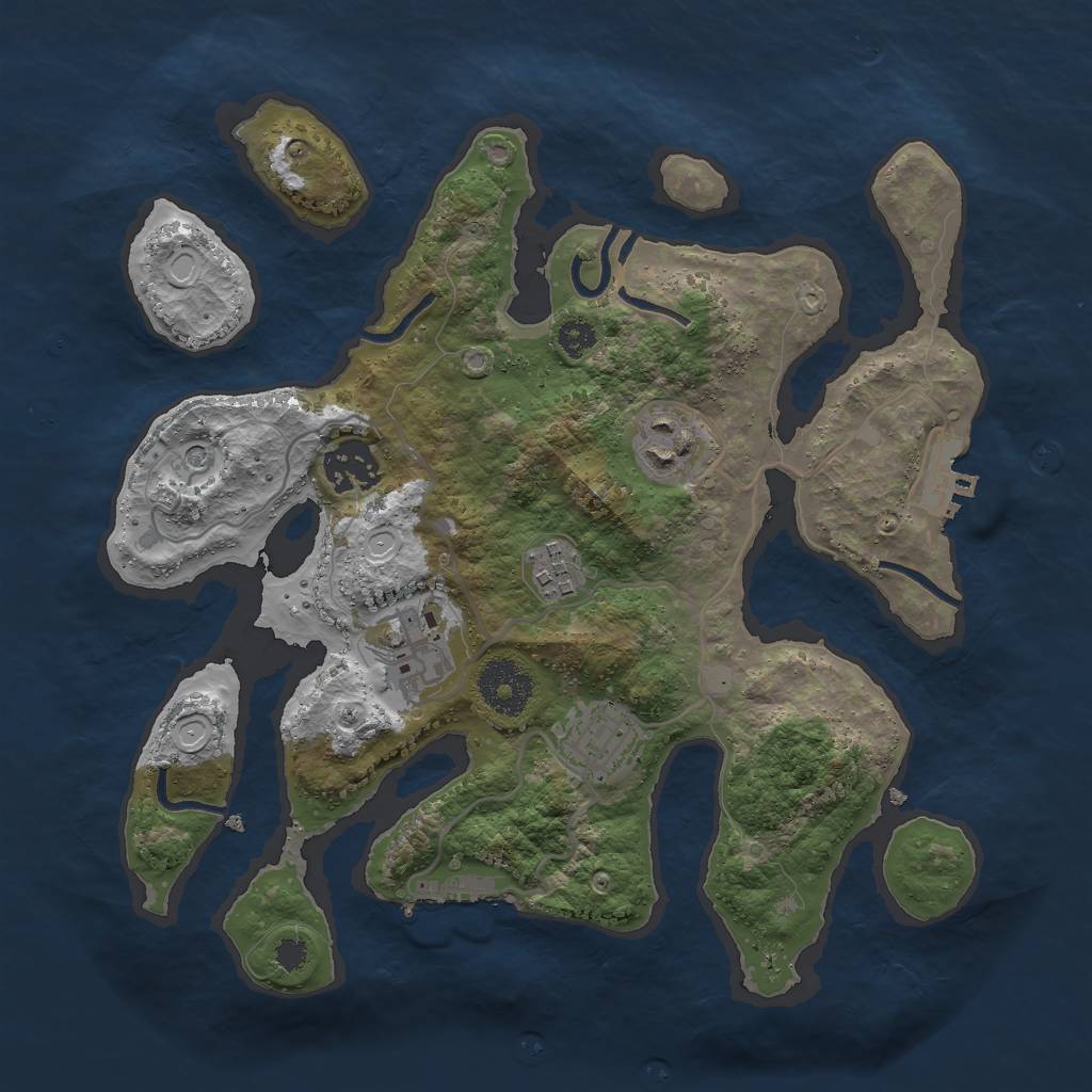 Rust Map: Procedural Map, Size: 3000, Seed: 1971197797, 13 Monuments