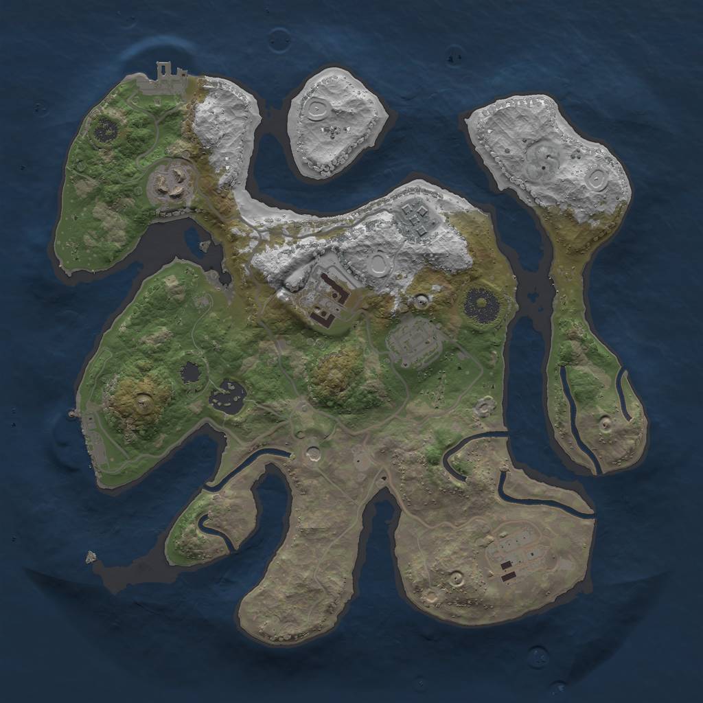 Rust Map: Procedural Map, Size: 3000, Seed: 633357475, 14 Monuments