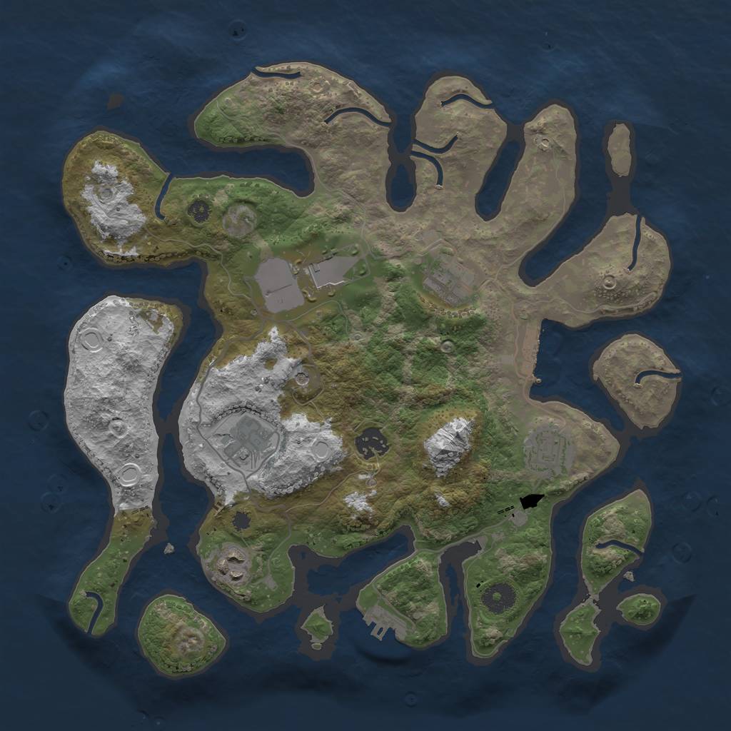 Rust Map: Procedural Map, Size: 3500, Seed: 13721, 14 Monuments