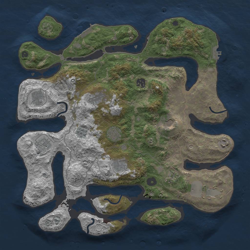 Rust Map: Procedural Map, Size: 4000, Seed: 1609470006, 19 Monuments