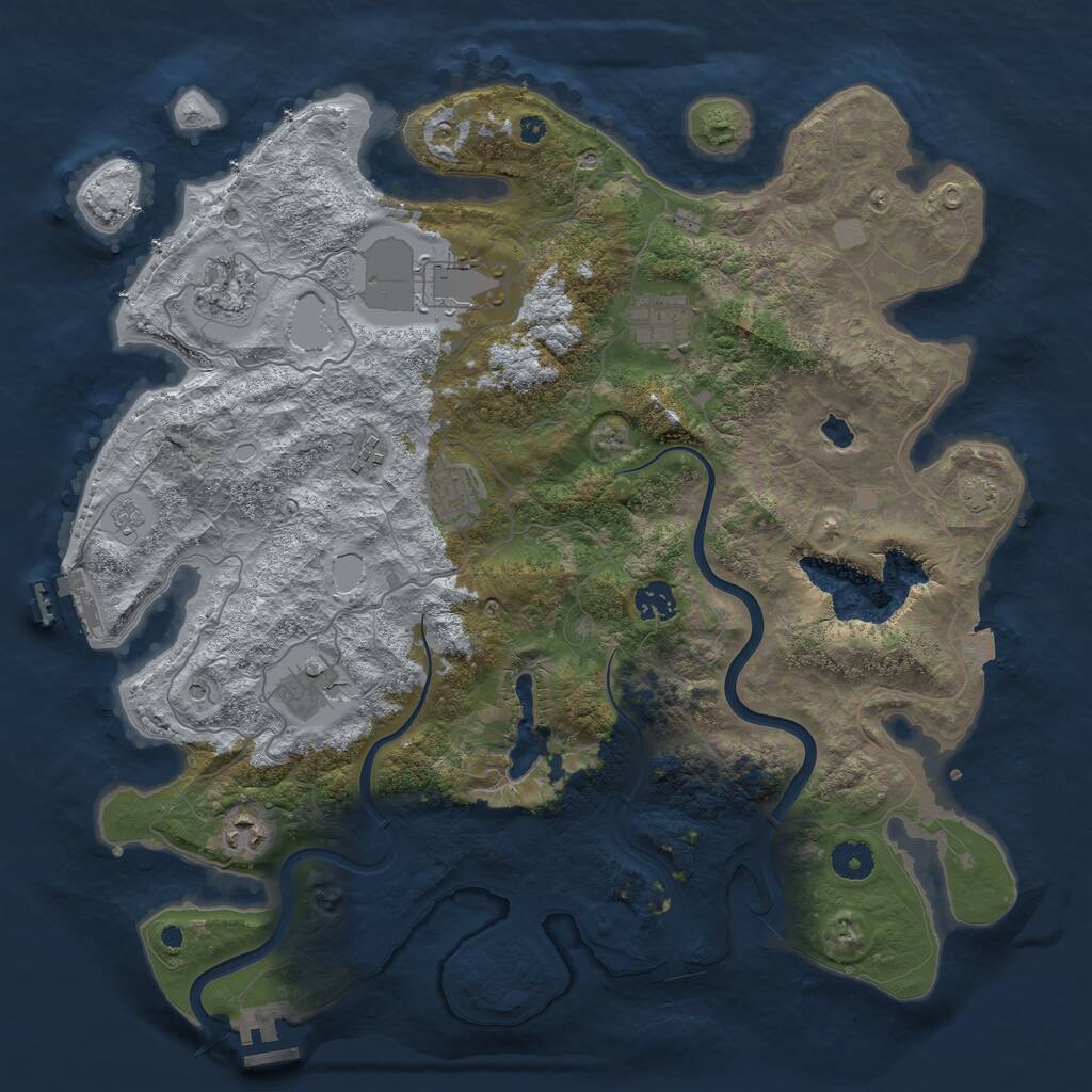 Rust Map: Procedural Map, Size: 4000, Seed: 677656, 14 Monuments