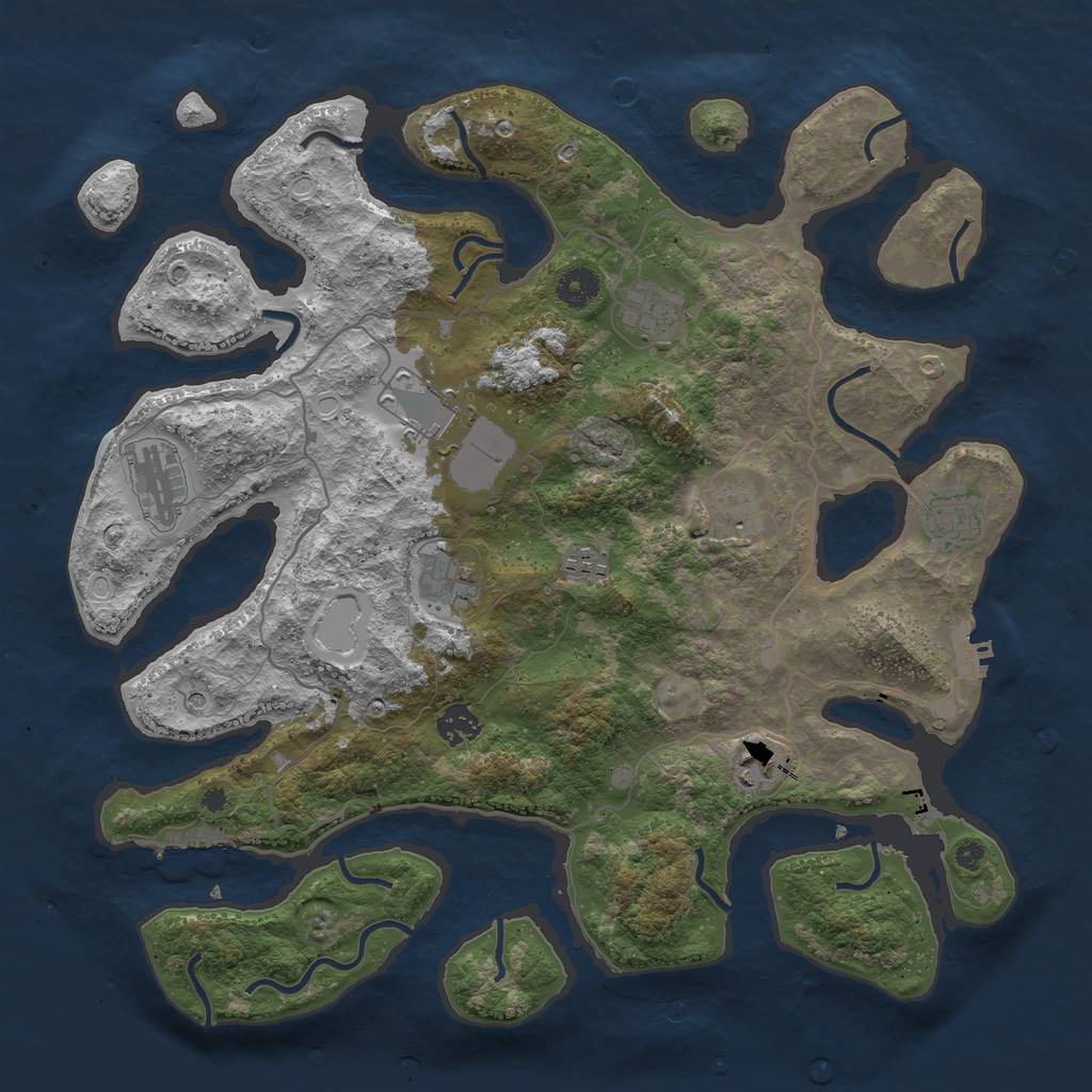 Rust Map: Procedural Map, Size: 4000, Seed: 677656, 17 Monuments