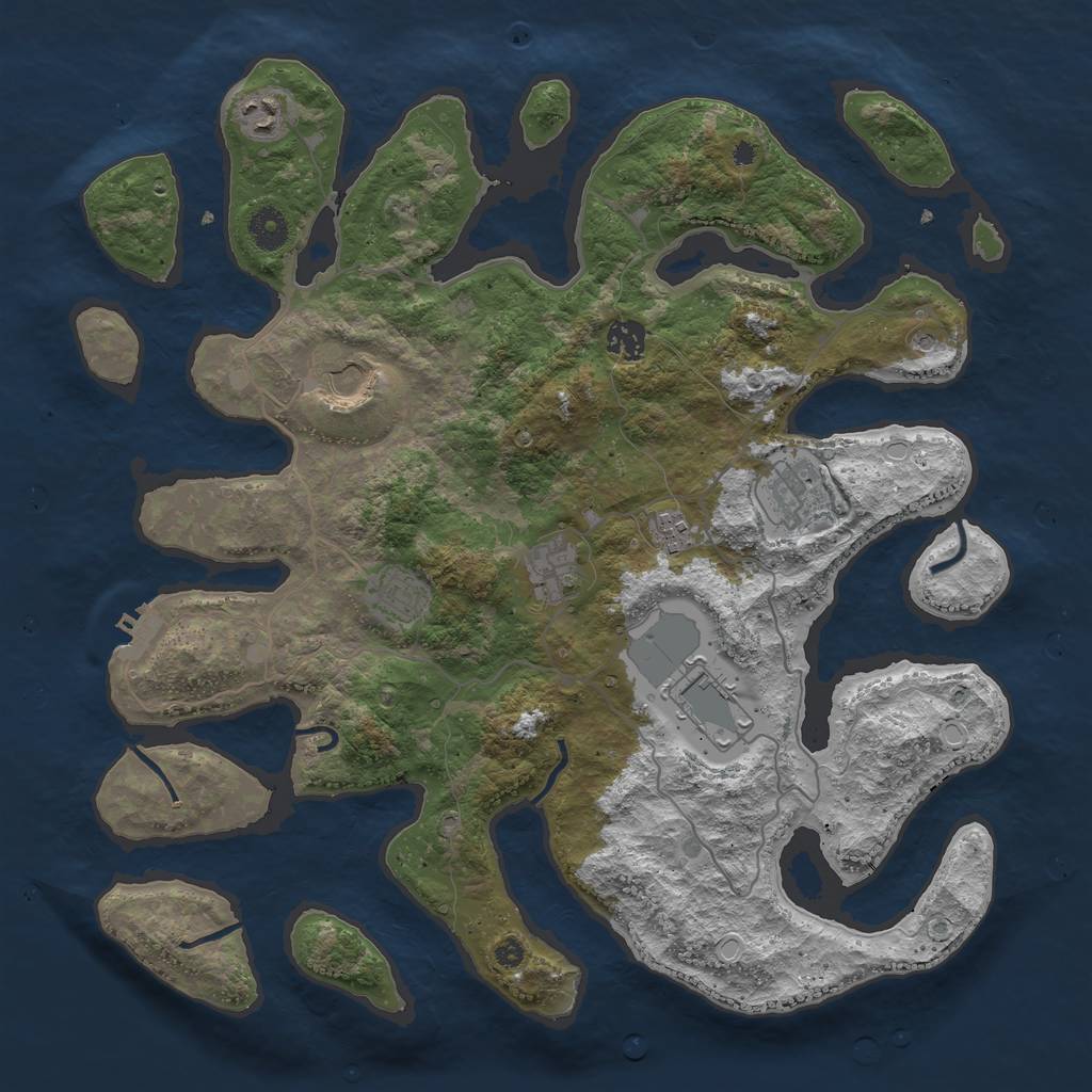 Rust Map: Procedural Map, Size: 4000, Seed: 724848, 15 Monuments