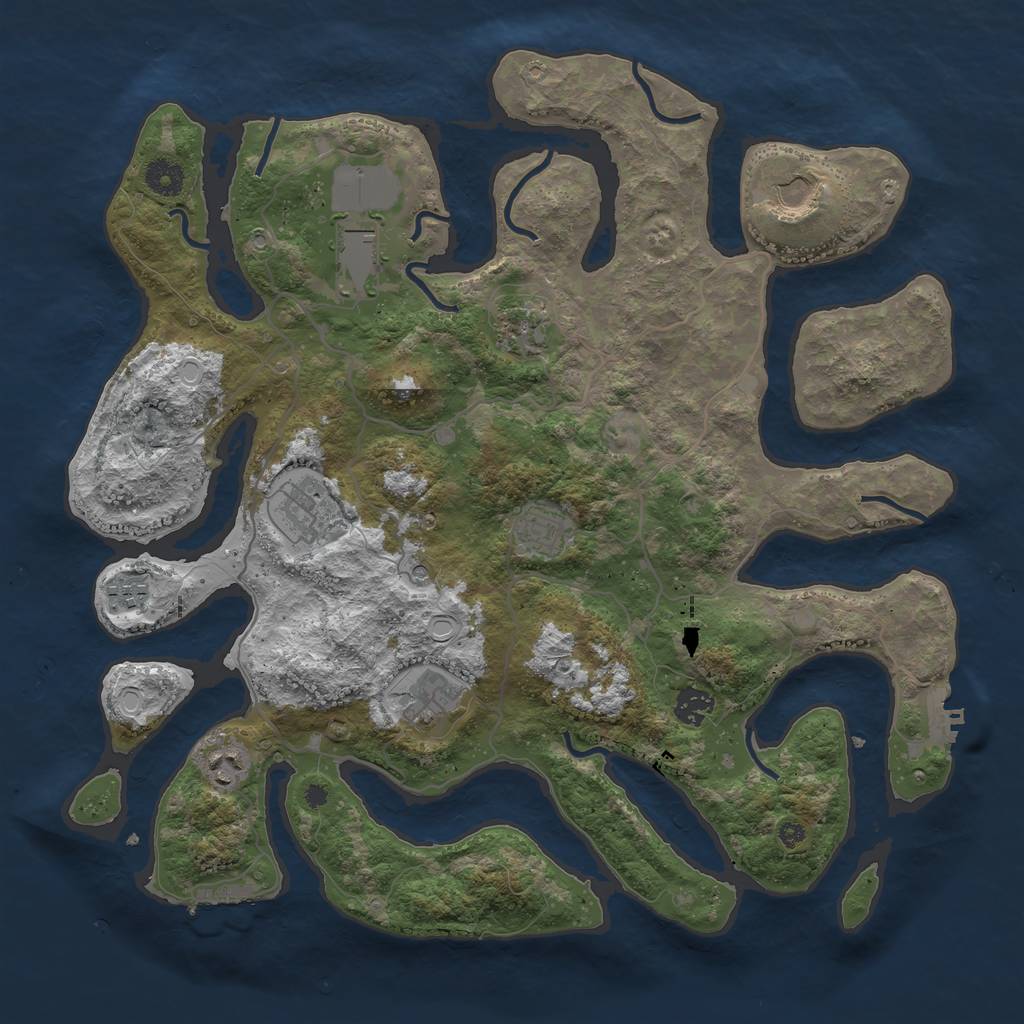 Rust Map: Procedural Map, Size: 4000, Seed: 745684, 17 Monuments