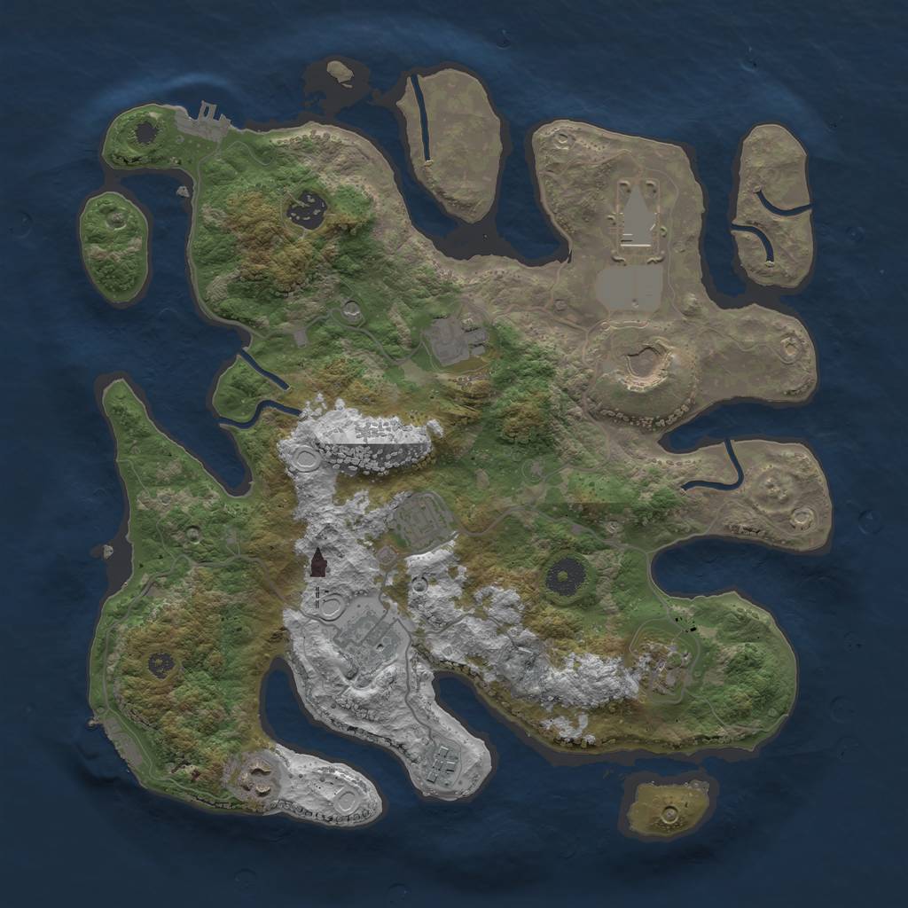 Rust Map: Procedural Map, Size: 3600, Seed: 664922053, 17 Monuments