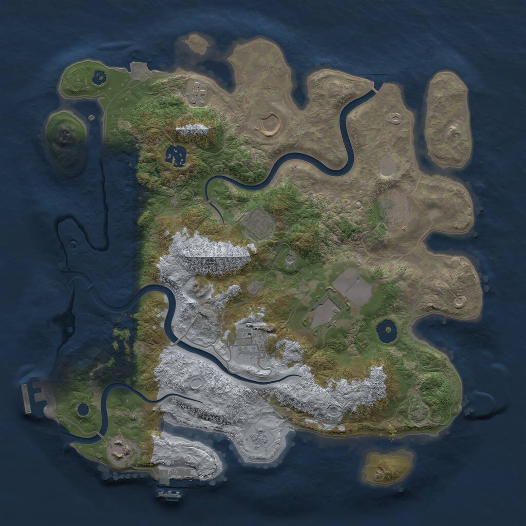 Rust Map: Procedural Map, Size: 3600, Seed: 664922053, 14 Monuments