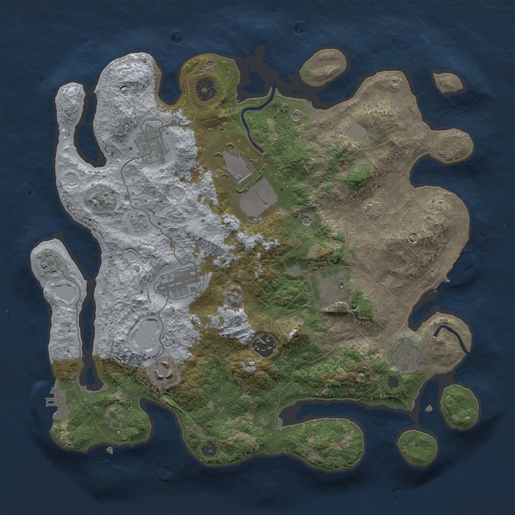 Rust Map: Procedural Map, Size: 3500, Seed: 214789, 16 Monuments