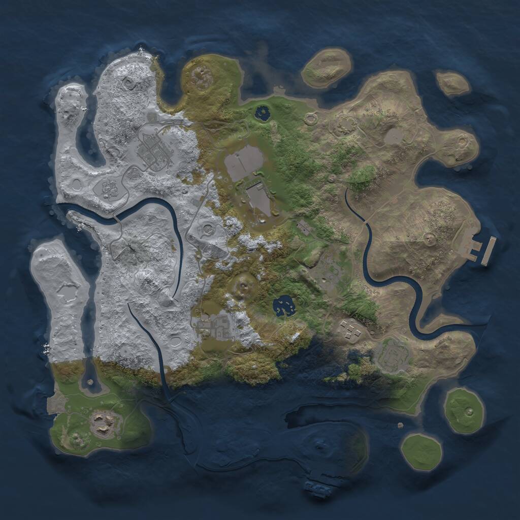Rust Map: Procedural Map, Size: 3500, Seed: 214789, 14 Monuments