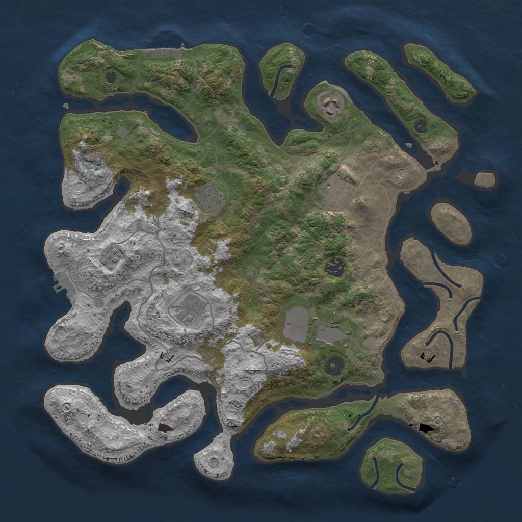 Rust Map: Procedural Map, Size: 4000, Seed: 675407, 15 Monuments