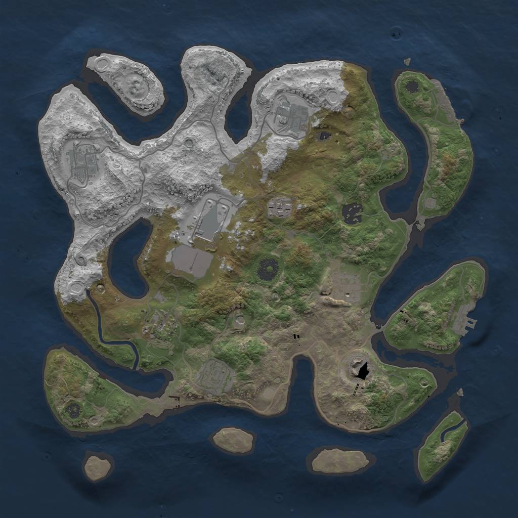 Rust Map: Procedural Map, Size: 3500, Seed: 735289, 17 Monuments