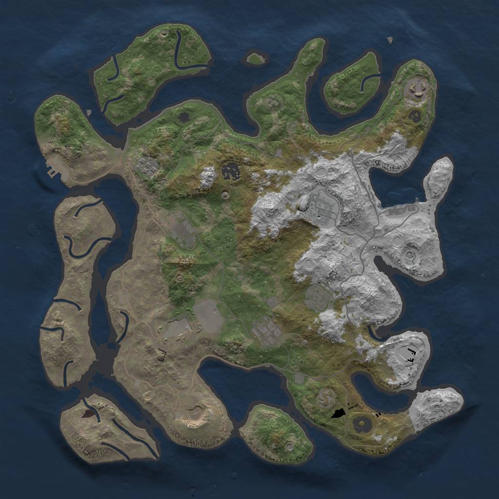 Rust Map: Procedural Map, Size: 4000, Seed: 353297, 17 Monuments