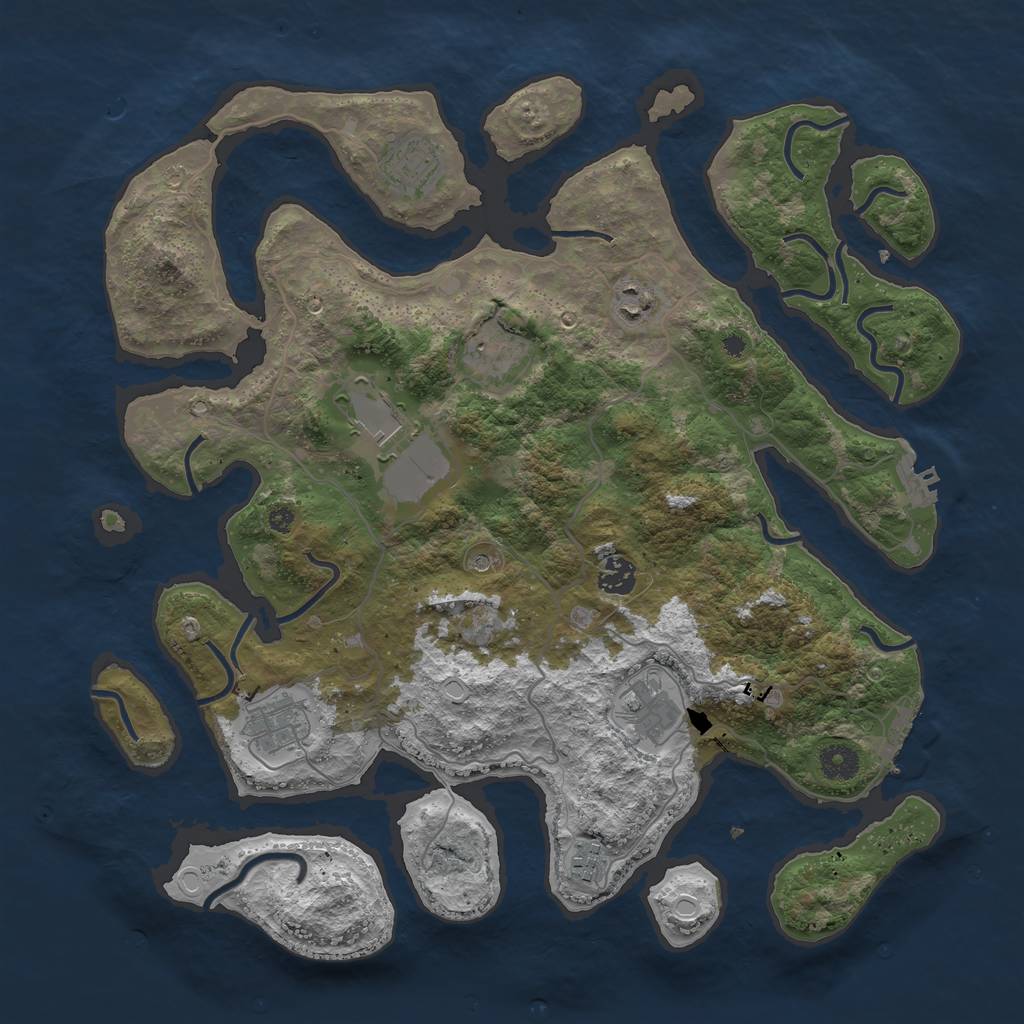 Rust Map: Procedural Map, Size: 4000, Seed: 625852, 16 Monuments