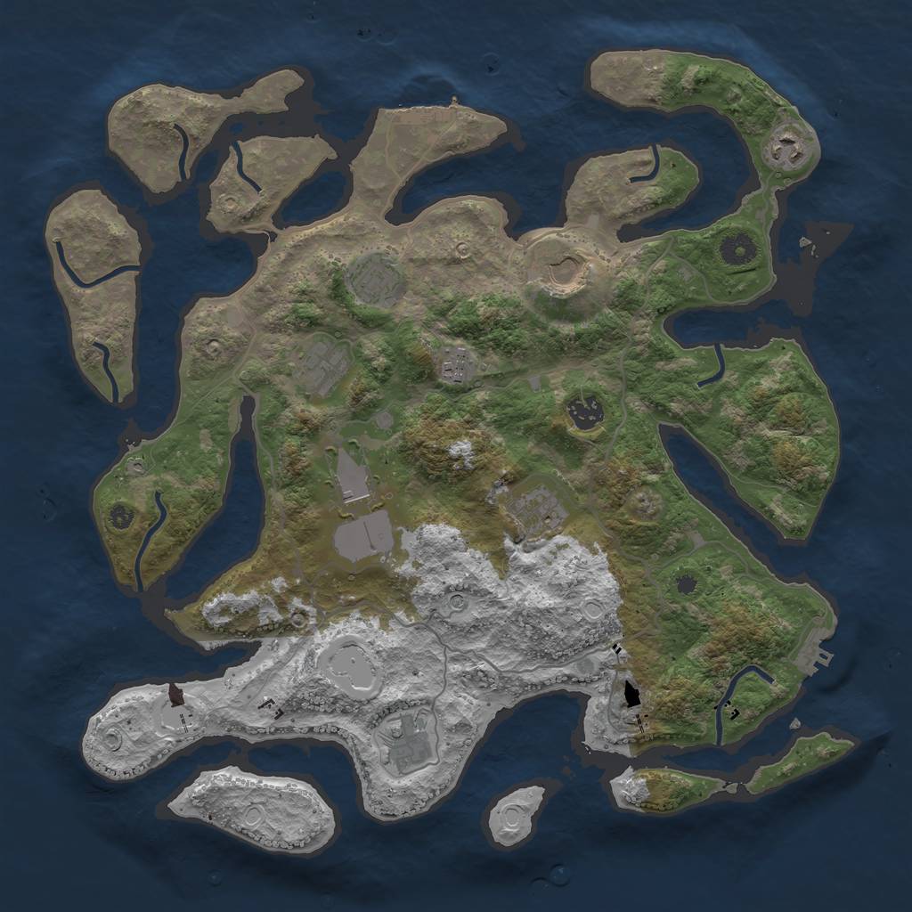 Rust Map: Procedural Map, Size: 4000, Seed: 649148, 17 Monuments