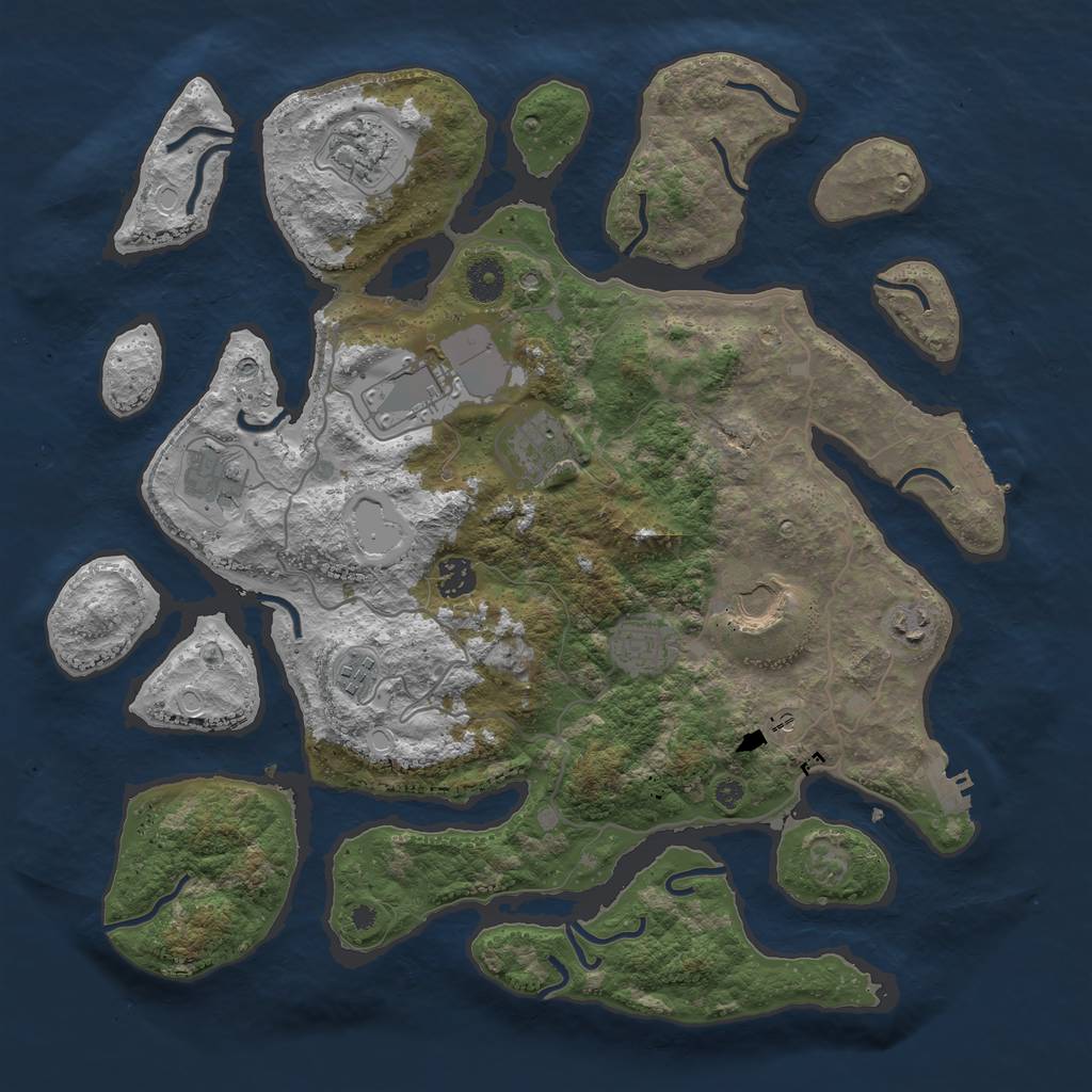 Rust Map: Procedural Map, Size: 4000, Seed: 943386, 17 Monuments