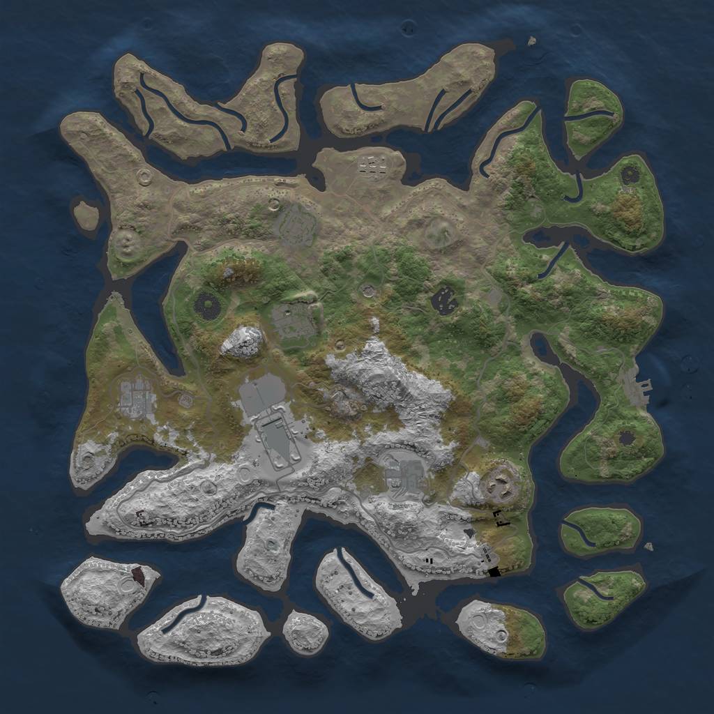 Rust Map: Procedural Map, Size: 4000, Seed: 284967, 15 Monuments