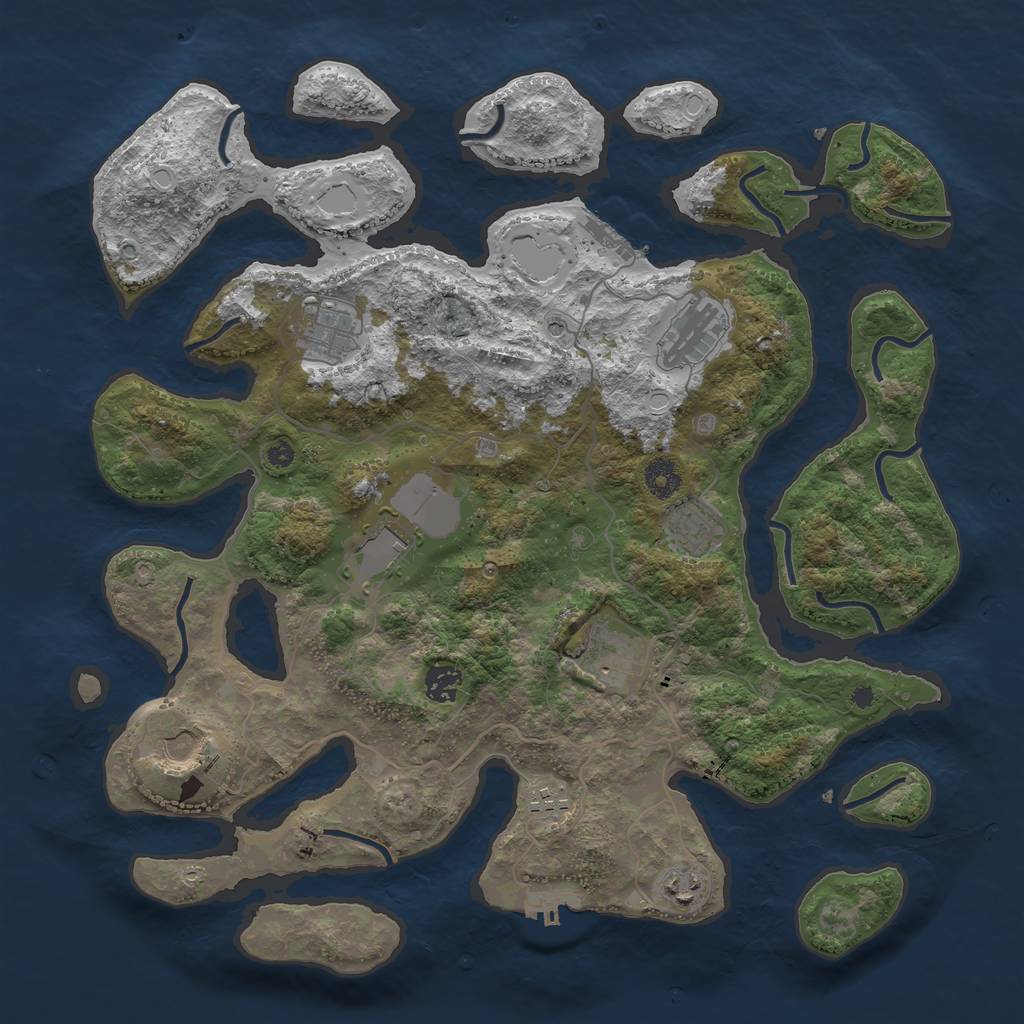 Rust Map: Procedural Map, Size: 4000, Seed: 988172, 17 Monuments