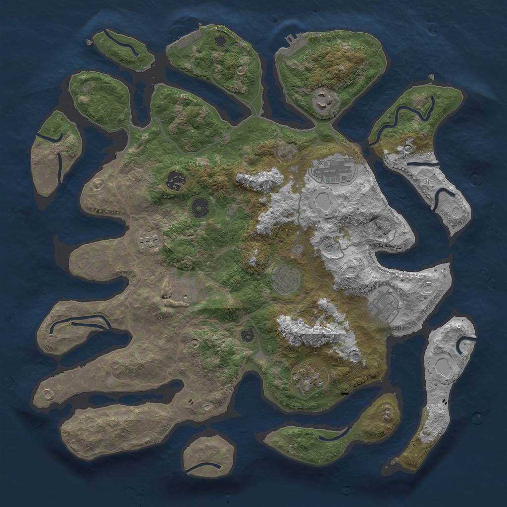 Rust Map: Procedural Map, Size: 4000, Seed: 306222, 16 Monuments