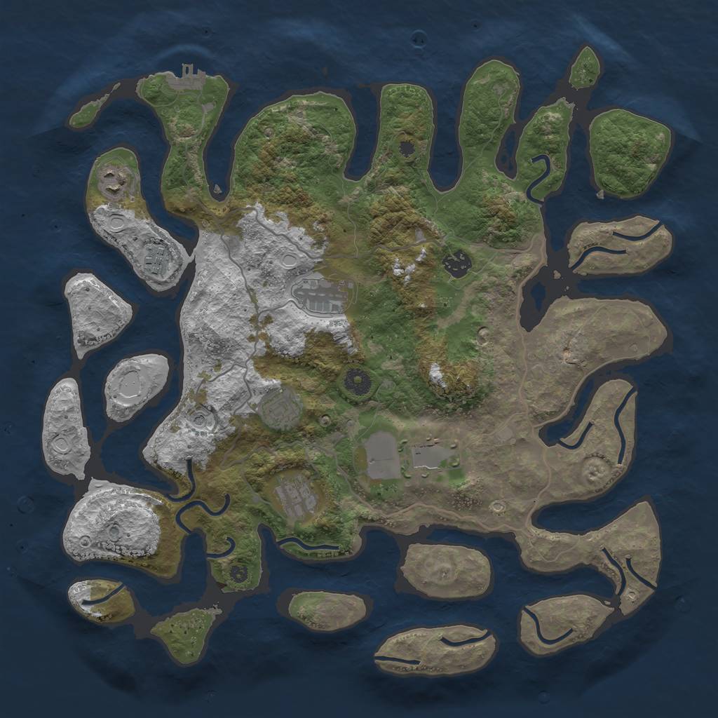 Rust Map: Procedural Map, Size: 4000, Seed: 180084, 14 Monuments