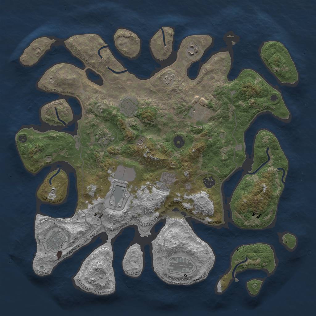 Rust Map: Procedural Map, Size: 4000, Seed: 249905, 16 Monuments