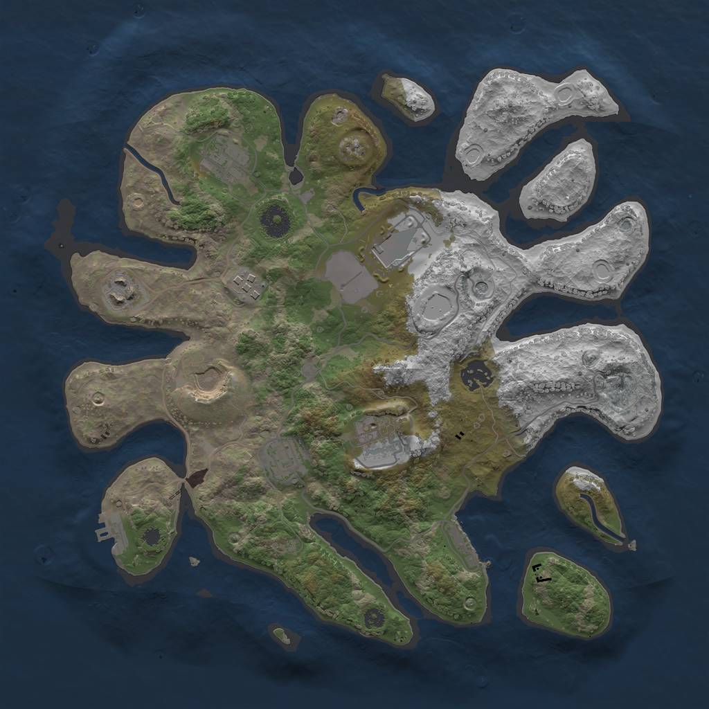 Rust Map: Procedural Map, Size: 3500, Seed: 2067088194, 16 Monuments