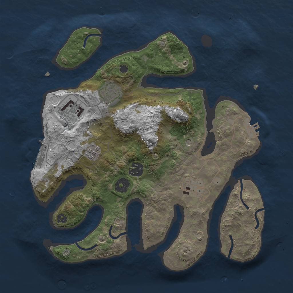 Rust Map: Procedural Map, Size: 3000, Seed: 780039, 13 Monuments