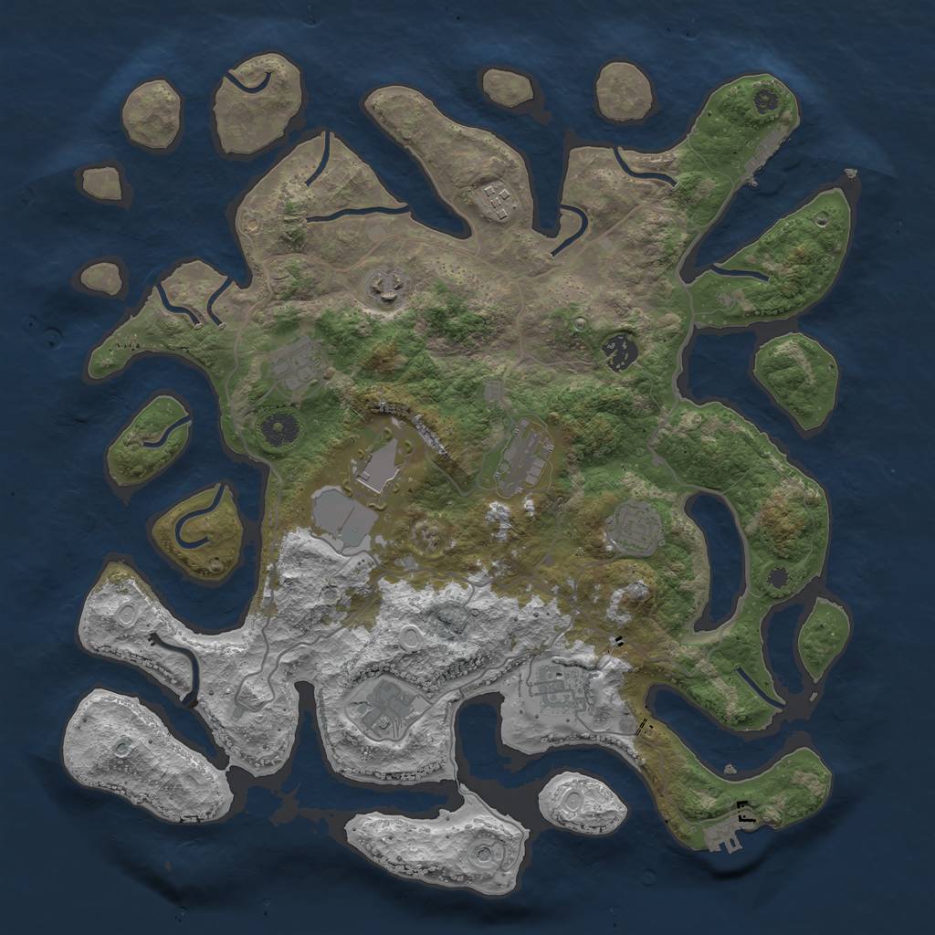 Rust Map: Procedural Map, Size: 4000, Seed: 464605, 17 Monuments