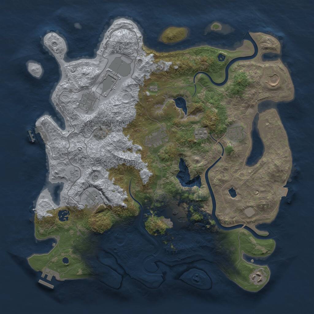 Rust Map: Procedural Map, Size: 4000, Seed: 705835, 16 Monuments