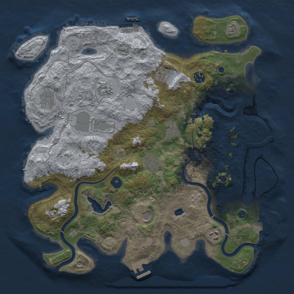 Rust Map: Procedural Map, Size: 4000, Seed: 336355, 16 Monuments