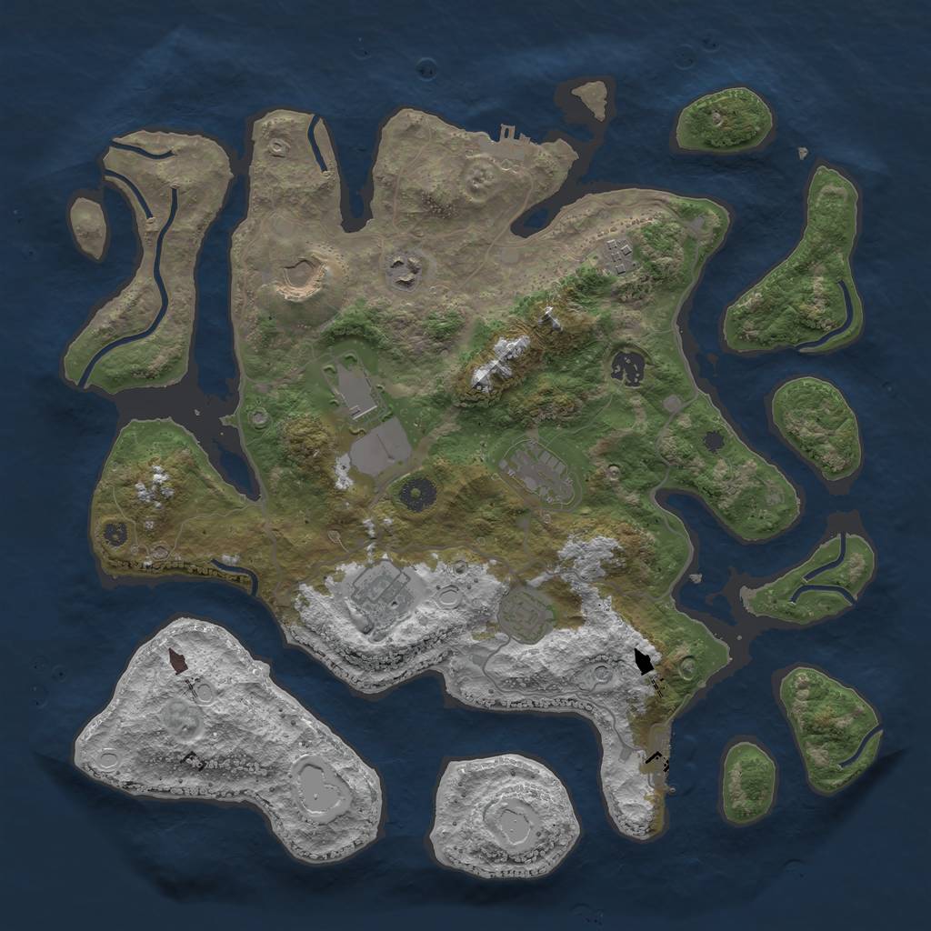 Rust Map: Procedural Map, Size: 4000, Seed: 952409, 16 Monuments