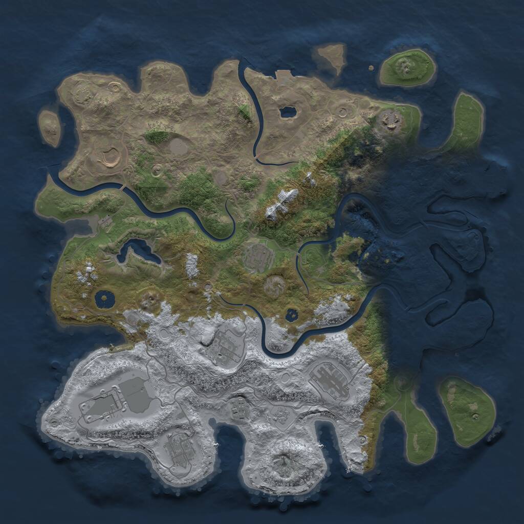 Rust Map: Procedural Map, Size: 4000, Seed: 952409, 13 Monuments