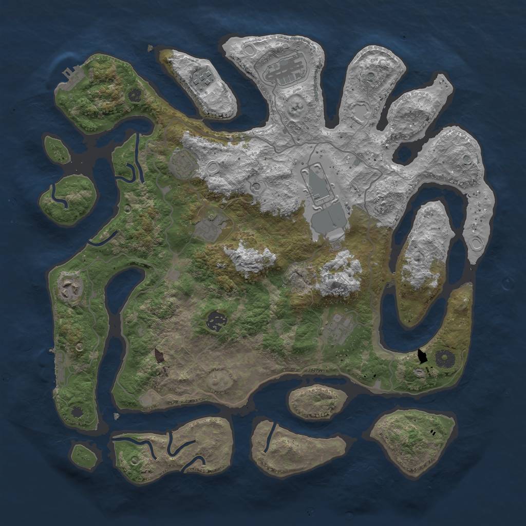 Rust Map: Procedural Map, Size: 4000, Seed: 988285, 16 Monuments