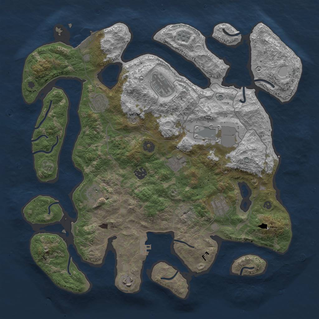 Rust Map: Procedural Map, Size: 4000, Seed: 726293, 17 Monuments