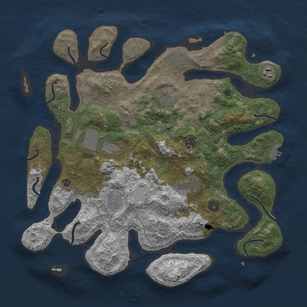 Rust Map: Procedural Map, Size: 4000, Seed: 630832, 16 Monuments