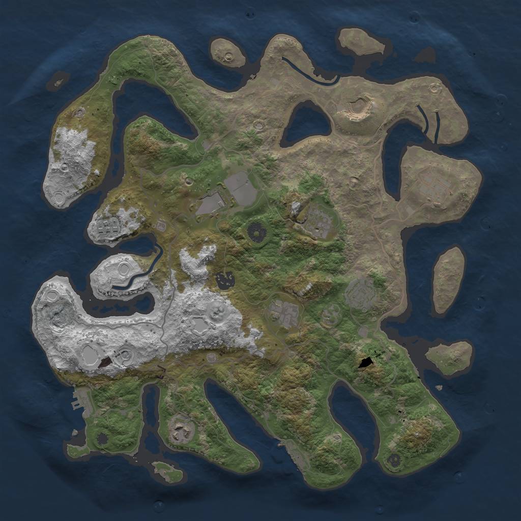 Rust Map: Procedural Map, Size: 4000, Seed: 329333, 17 Monuments