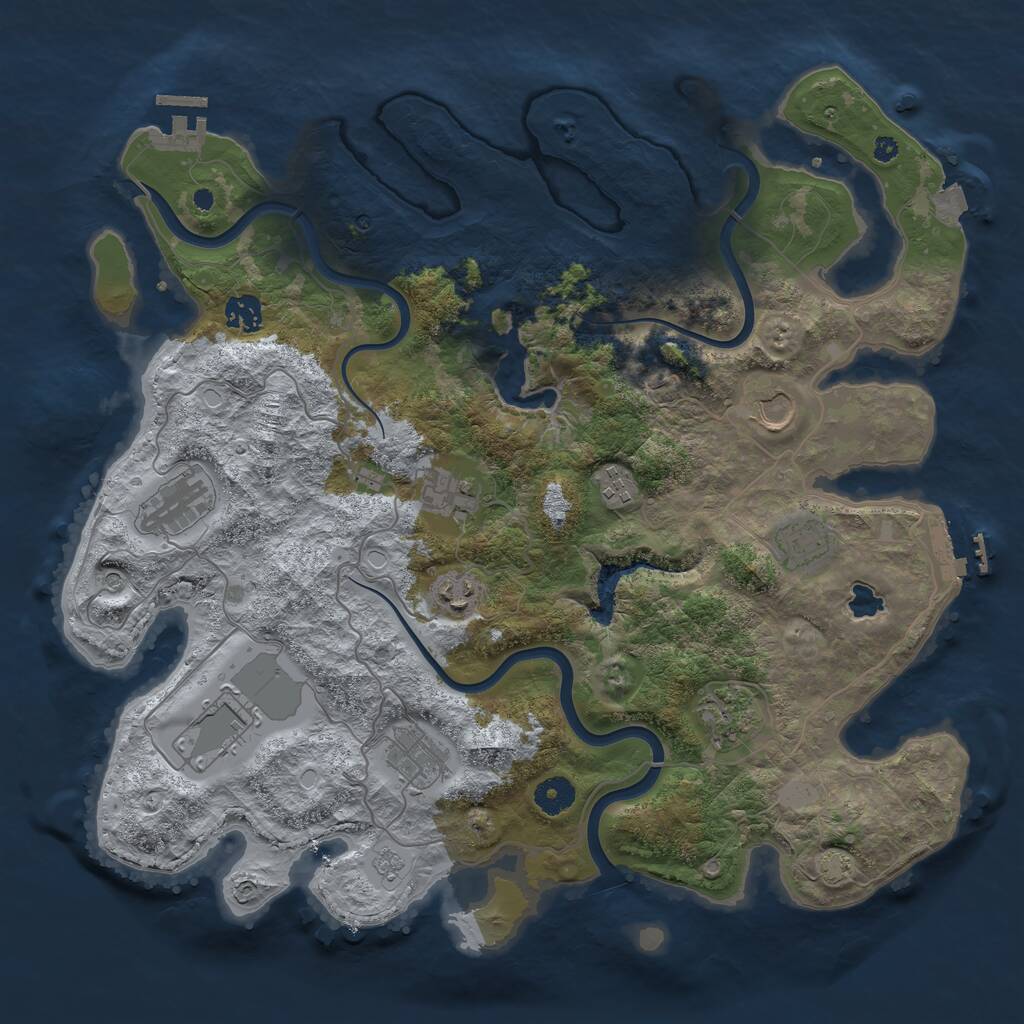 Rust Map: Procedural Map, Size: 4000, Seed: 658100, 16 Monuments