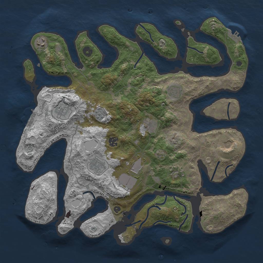 Rust Map: Procedural Map, Size: 4000, Seed: 658100, 18 Monuments