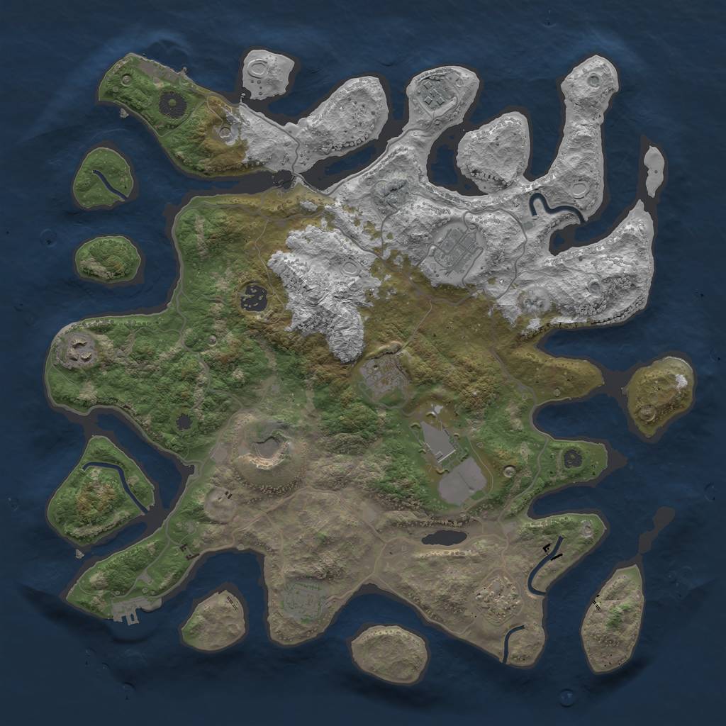 Rust Map: Procedural Map, Size: 4000, Seed: 685363, 17 Monuments