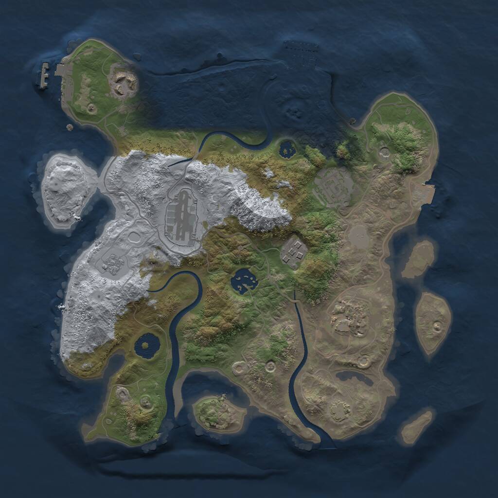 Rust Map: Procedural Map, Size: 3000, Seed: 208598, 12 Monuments