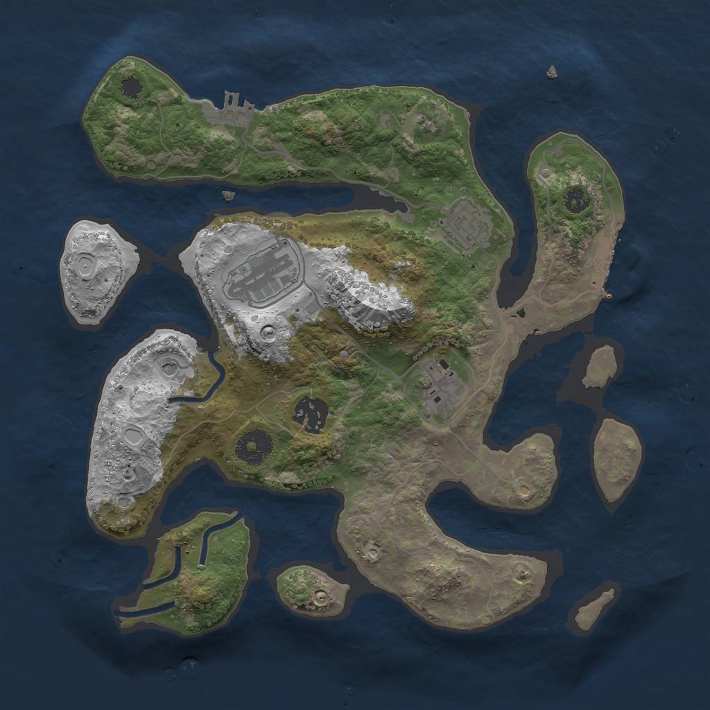 Rust Map: Procedural Map, Size: 3000, Seed: 208598, 12 Monuments