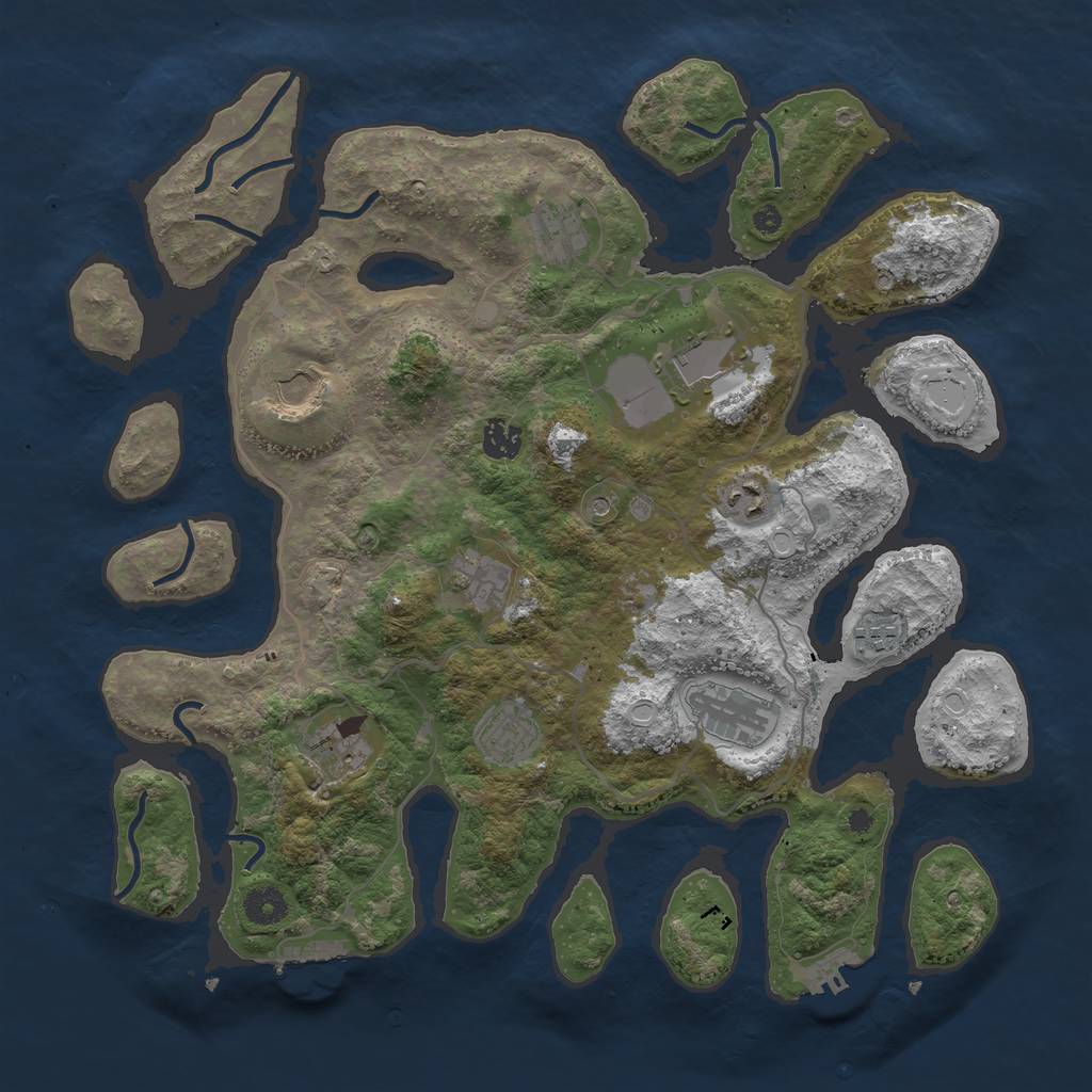 Rust Map: Procedural Map, Size: 4000, Seed: 550344, 18 Monuments