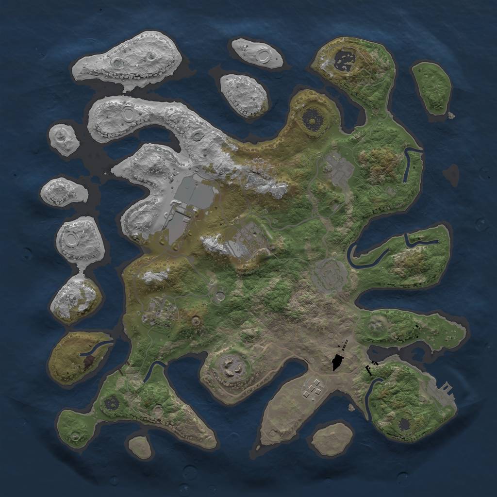 Rust Map: Procedural Map, Size: 3500, Seed: 2089764778, 15 Monuments